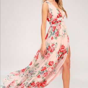 Lulus garden meandering pink maxi dress